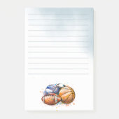 Wasserfarben-Sportbälle in Form von nachgestellten Post-it Klebezettel (Vorderseite)