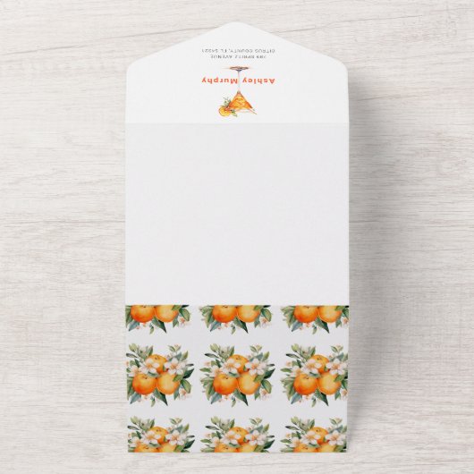 Wasserfarben Spritz Orange Blume Brautparty All In One Einladung (Außenbereich)