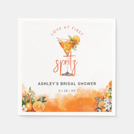 Wasserfarben Spritz Orange Blume Brautparty Serviette (Vorderseite)