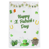 Wasserfarben St. Patricks Party Mittlere Geschenktüte (Vorderseite)