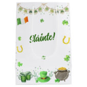 Wasserfarben St. Patricks Party Mittlere Geschenktüte (Rückseite)