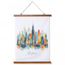 Wasserfarben Stadt Skyline Modernes Stadtbild