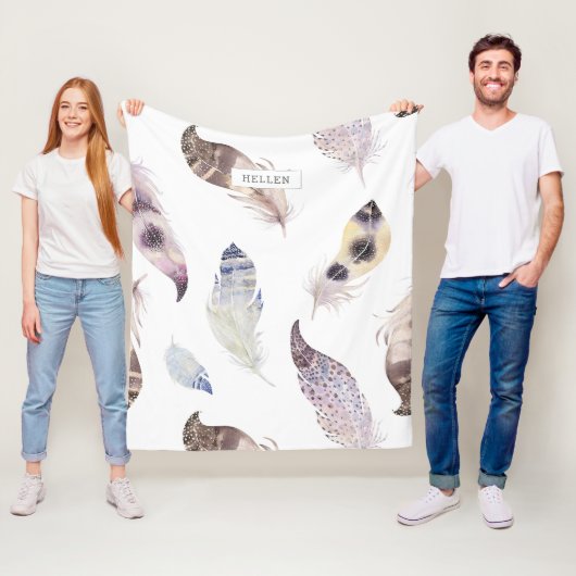 Wasserfarben Stammfedern Muster Fleecedecke (Beispiel)