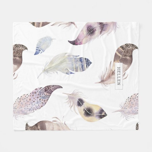 Wasserfarben Stammfedern Muster Fleecedecke (Vorderseite (Horizontal))