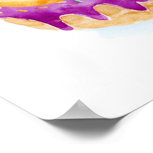 Wasserfarben-Stapel von Donuts Poster (Ecke)