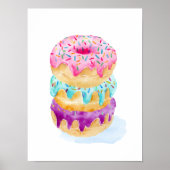 Wasserfarben-Stapel von Donuts Poster (Vorne)