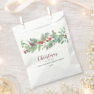 Wasserfarben-Stechpalmen-Rand-Feiertags-Geschenktü Geschenktütchen