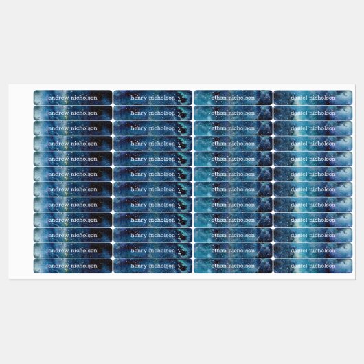 Wasserfarben Sterne Weltraum Blaue Galaxie Wasserd Etiketten (Blatt)