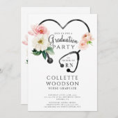 Wasserfarben-Stethoskop-Abschluss Einladung (Vorne/Hinten)