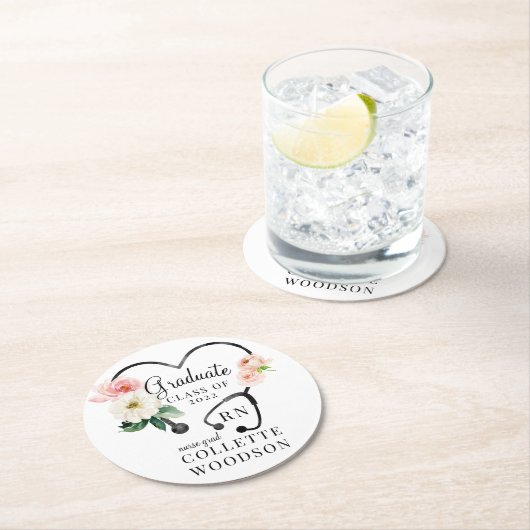 Wasserfarben-Stethoskop-Abschluss Runder Pappuntersetzer (Vor Ort)