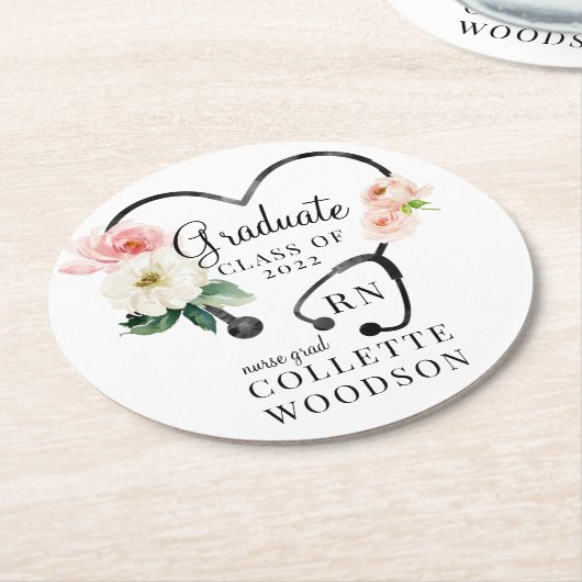 Wasserfarben-Stethoskop-Abschluss Runder Pappuntersetzer (Angewinkelt)