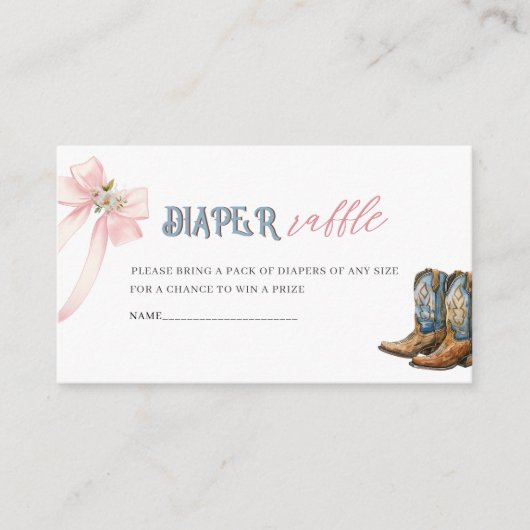 Wasserfarben Stiefel oder Bows Babydusche Windelra Begleitkarte (Vorderseite)