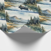 Wasserfarben Stil Mann Fischen vom See Geschenkpapier (Ecke)