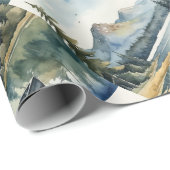 Wasserfarben Stil Mann Fischen vom See Geschenkpapier (Rolleneckpunkt)