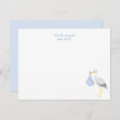 Wasserfarben Storch mit Baby Junge Danke Karte (Vorne/Hinten)