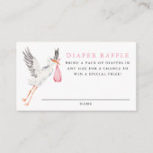 Wasserfarben Storch Pink Babydusche Windelwindeln Begleitkarte (Vorderseite)