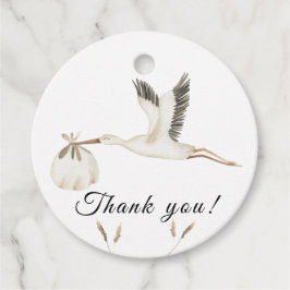 Wasserfarben-Storchenbaby-Dusche Danke Geschenkanhänger