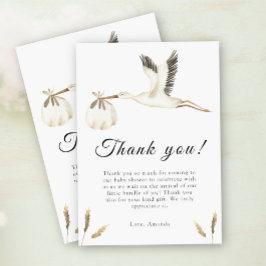 Wasserfarben-Storchenbaby-Dusche Danke Karte