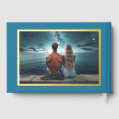 Wasserfarben Strand Hochzeit Custom Foto Real Foil Gästebuch (Rückseite)