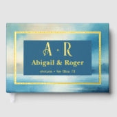 Wasserfarben Strand Hochzeit Custom Foto Real Foil Gästebuch (Vorderseite)