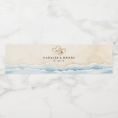 Wasserfarben-Strand Hochzeitwasser-Flaschenetikett Wasserflaschenetikett (Einzelnes Label)