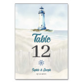 Wasserfarben Strand, Küste New England Hochzeit Tischnummer (Rückseite)