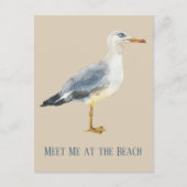 Wasserfarben Strand Möwe Personalisiert Postkarte (Vorderseite)