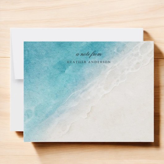 Wasserfarben Strand Personalisiert Stationierung Mitteilungskarte