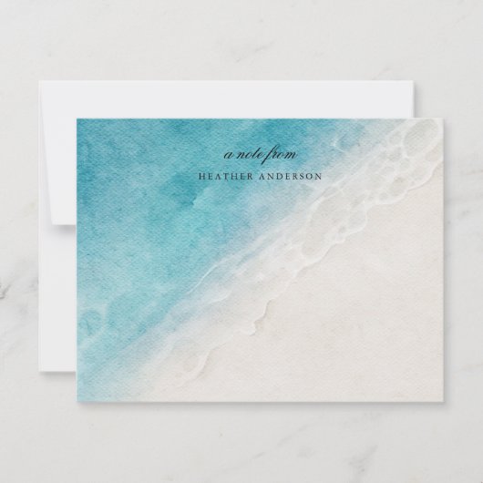 Wasserfarben Strand Personalisiert Stationierung Mitteilungskarte (Vorderseite)