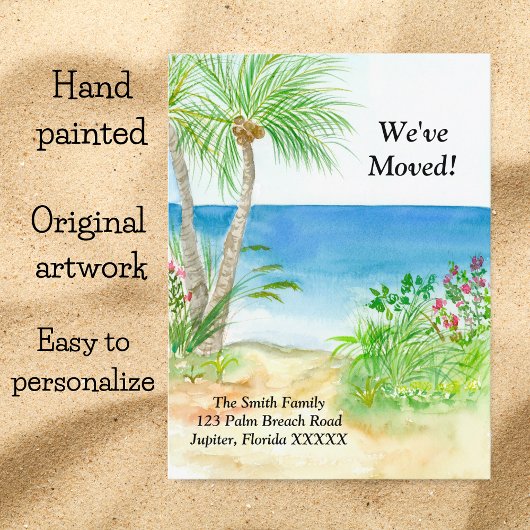 Wasserfarben Strand tropisch wir verschoben haben Ankündigungspostkarte