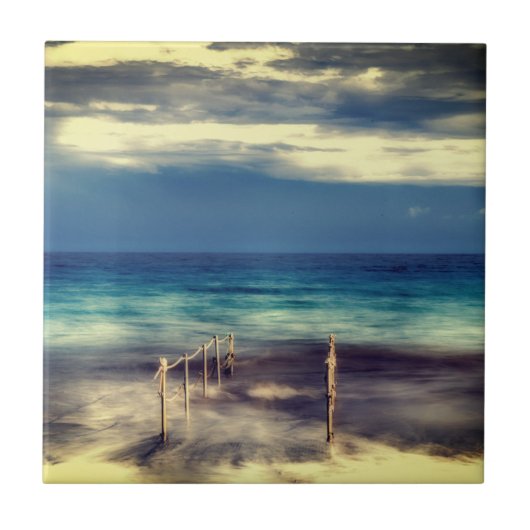 Wasserfarben, Strand und Meer, Himmel Fliese (Vorderseite)