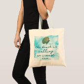 Wasserfarben-Strand-Zitat-Tasche Tragetasche (Vorderseite (Produkt))