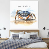 Wasserfarben Strandkrabbe, individuell anpassbar Leinwanddruck (Insitu (Schlafzimmer))