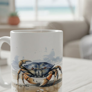 Wasserfarben-Strandkrabbe Kaffeetasse
