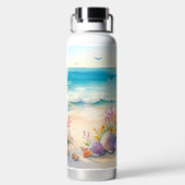 WASSERFARBEN-STRANDSZENE MIT MUSCHELN TRINKFLASCHE (Rückseite)