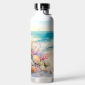WASSERFARBEN-STRANDSZENE MIT MUSCHELN TRINKFLASCHE (links)