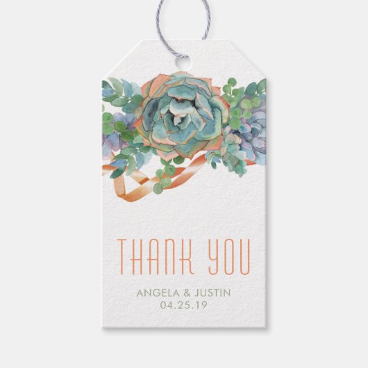 Wasserfarben Succulator Cluster Vielen Dank Geschenkanhänger (Vorderseite)