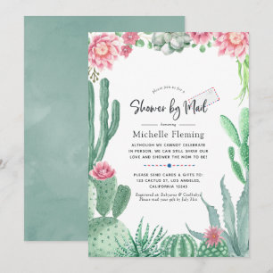Wasserfarben-Succulents Babydusche per Mail Einladung