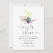 Wasserfarben Succulents Weinprobe Paare Dusche Einladung (Vorderseite)