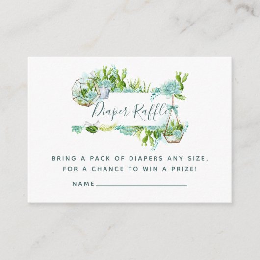 Wasserfarben-Succules Babydusche Windelwindeln Begleitkarte (Vorderseite)