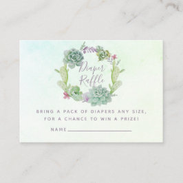 Wasserfarben-Succules Babydusche Windelwindeln Begleitkarte