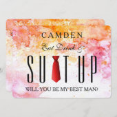 Wasserfarben-Suitup Werden Sie mein Bestman sein Einladung (Vorne/Hinten)