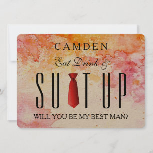 Wasserfarben-Suitup Werden Sie mein Bestman sein Einladung