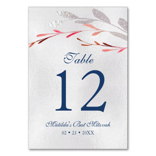 Wasserfarben Sukkulare botanische Bat Mitzvah Tischnummer (Rückseite)