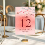 Wasserfarben Sukkulare botanische Bat Mitzvah Tischnummer<br><div class="desc">Dieses Design besticht durch ein elegantes, wasserfarbenes Blumenstraukett in Weich- und Silberblau mit bordeauxroten und silberfarbenen Blättern auf einem korallenschimmernden Hintergrund mit Ihrer Tischnummer und weiteren Informationen im Folgenden. Personalisieren Sie den Text in den Textfeldern, indem Sie ihn bearbeiten. Für Sie entworfen von Evco Studio www.zazzle.com/store/evcostudio #mitzvah #batmitzvah #evplanner #mazeltov...</div>