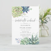 Wasserfarben-Sukkulationen Bachelorette Wochenende Einladung (Stehend Vorderseite)