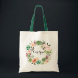 Wasserfarben-Sukkulationen Blumenkäse Bag Bridesma Tragetasche<br><div class="desc">Individuell gestalteter Totbeutel mit Aquarellsukkulenten und Kaktuskranz mit Akzent auf Blume. Diese Totentasche mit Blumenmuster ist ein personalisiertes Geschenk.</div>