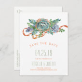 Wasserfarben-Sukkulationscluster Save the Date 2 Ankündigungspostkarte (Vorne/Hinten)