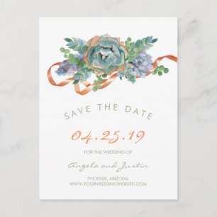 Wasserfarben-Sukkulationscluster Save the Date 2 Ankündigungspostkarte