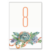 Wasserfarben-Sukkulent-Cluster Hochzeit 2 Tischnummer (Rückseite)